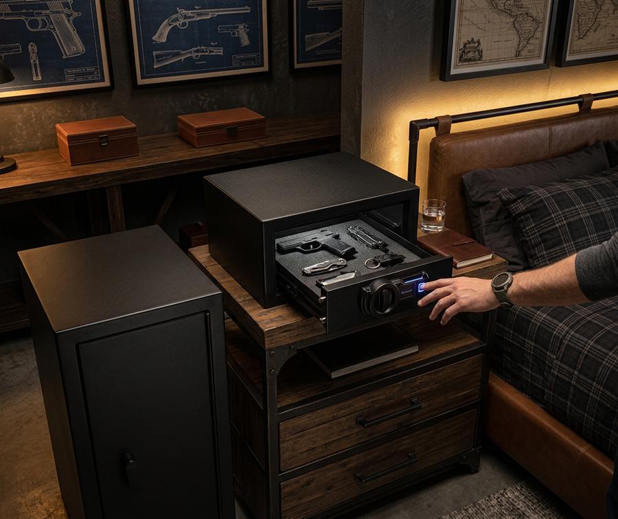 Biometric gun safe with fingerprint reader